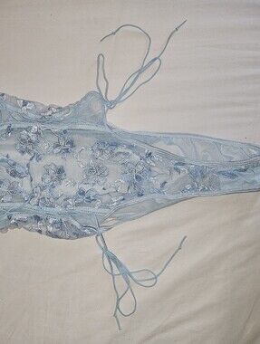 Light Blue Floral Lace Teddy Bodysuit - Women Intimates